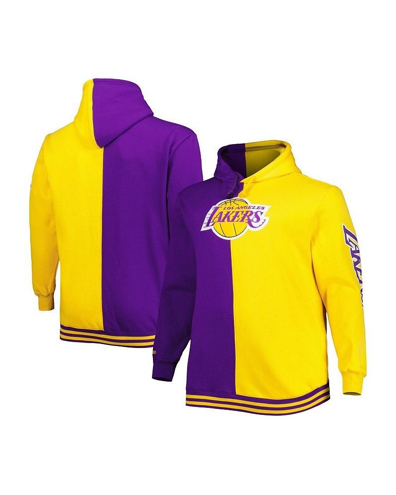 Men's Purple and Gold Los Angeles Lakers Big and Tall Hardwood Classics Split Pullover Hoodie $50.00 Sweatshirt