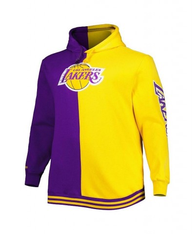 Men's Purple and Gold Los Angeles Lakers Big and Tall Hardwood Classics Split Pullover Hoodie $50.00 Sweatshirt