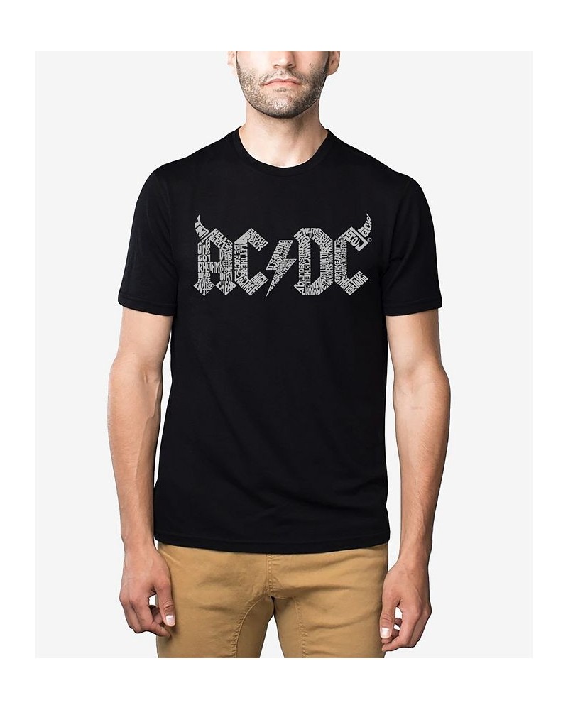 Men's Premium Blend Word Art ACDC Song Titles T-shirt Black $23.39 T-Shirts