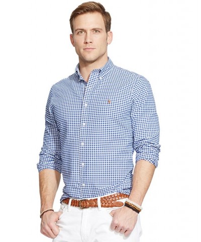 Men's Signature Oxford Shirt, Regular and Big & Tall Blue White Check $40.50 Dress Shirts