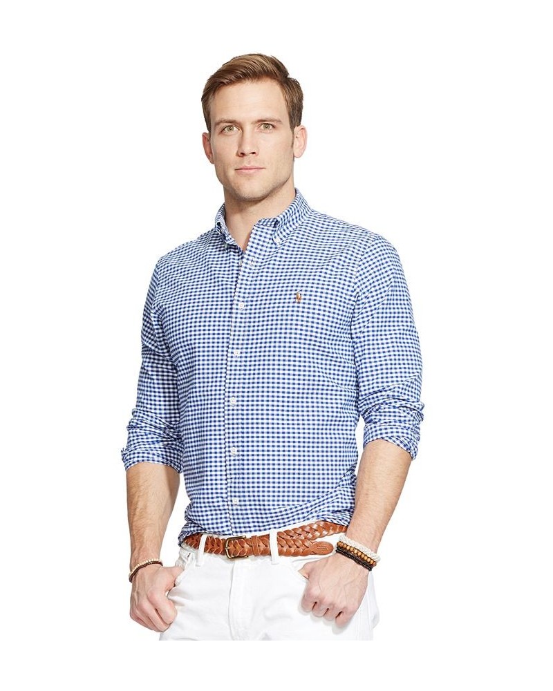 Men's Signature Oxford Shirt, Regular and Big & Tall Blue White Check $40.50 Dress Shirts