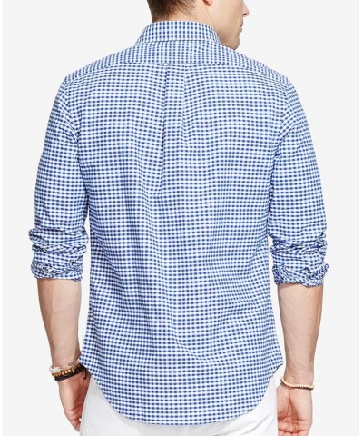 Men's Signature Oxford Shirt, Regular and Big & Tall Blue White Check $40.50 Dress Shirts