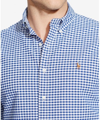 Men's Signature Oxford Shirt, Regular and Big & Tall Blue White Check $40.50 Dress Shirts