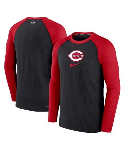 Men's Black Cincinnati Reds Authentic Collection Game Raglan Performance Long Sleeve T-shirt $32.50 T-Shirts