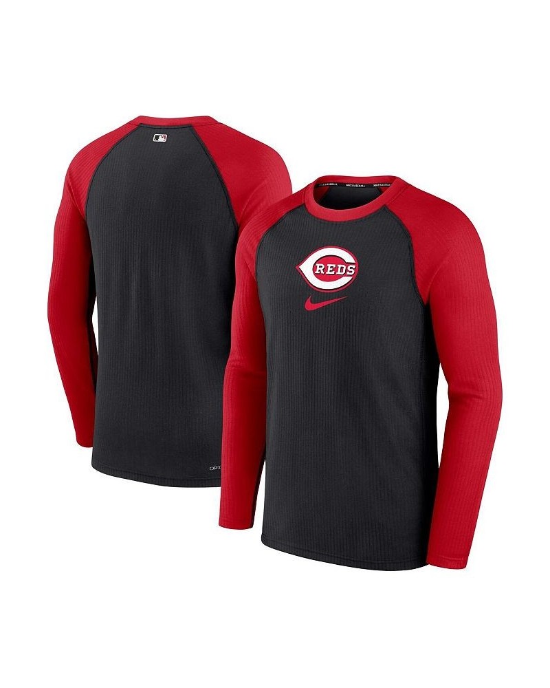 Men's Black Cincinnati Reds Authentic Collection Game Raglan Performance Long Sleeve T-shirt $32.50 T-Shirts