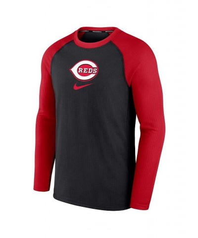 Men's Black Cincinnati Reds Authentic Collection Game Raglan Performance Long Sleeve T-shirt $32.50 T-Shirts