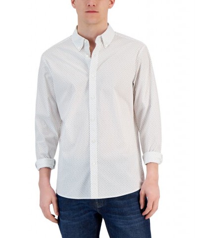 Men's Slim-Fit Stretch Double Diamond Print Long-Sleeve Button-Up Shirt White $44.16 Shirts