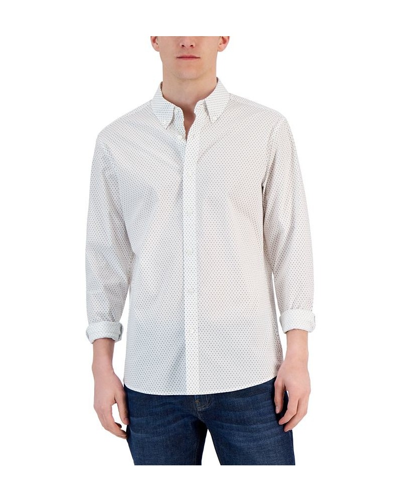 Men's Slim-Fit Stretch Double Diamond Print Long-Sleeve Button-Up Shirt White $44.16 Shirts