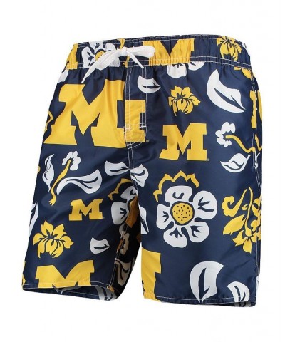 Men's Navy Michigan Wolverines Floral Volley Swim Trunks $30.10 Swimsuits