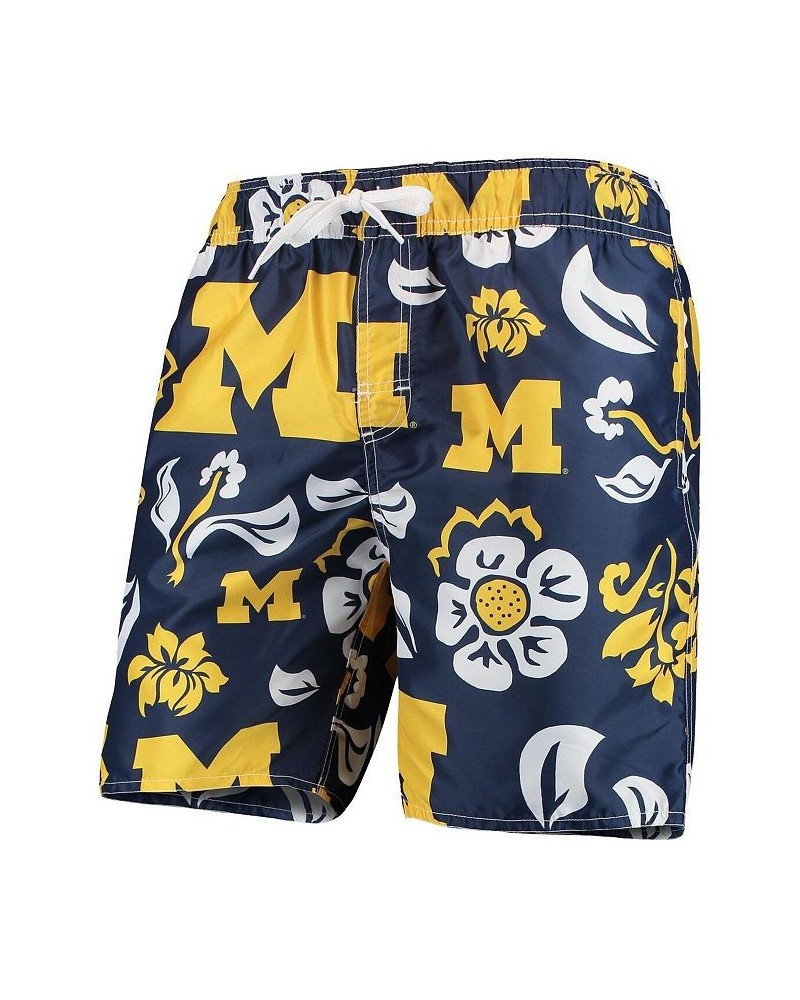 Men's Navy Michigan Wolverines Floral Volley Swim Trunks $30.10 Swimsuits