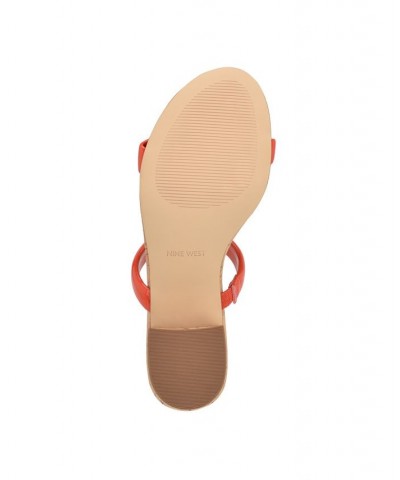 Women's Tae Round Toe Heeled Slide Dress Sandals Orange $48.06 Shoes