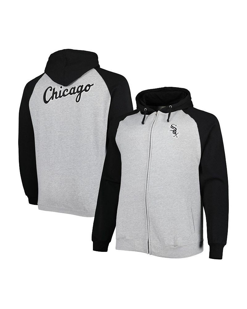 Men's Heather Gray, Black Chicago White Sox Big and Tall Raglan Hoodie Full-Zip Sweatshirt $44.10 Sweatshirt