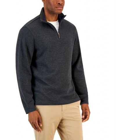 Men's Classic Fit French Rib Quarter-Zip Sweater Gray $12.68 Sweaters