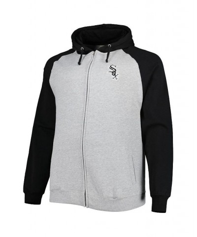 Men's Heather Gray, Black Chicago White Sox Big and Tall Raglan Hoodie Full-Zip Sweatshirt $44.10 Sweatshirt