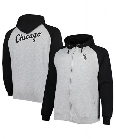 Men's Heather Gray, Black Chicago White Sox Big and Tall Raglan Hoodie Full-Zip Sweatshirt $44.10 Sweatshirt