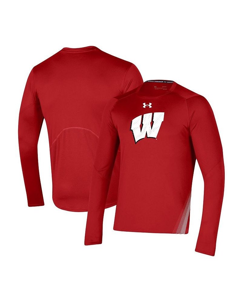 Men's Red Wisconsin Badgers 2021 Sideline Training Performance Long Sleeve T-shirt $27.25 T-Shirts