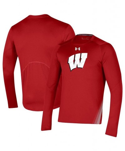 Men's Red Wisconsin Badgers 2021 Sideline Training Performance Long Sleeve T-shirt $27.25 T-Shirts