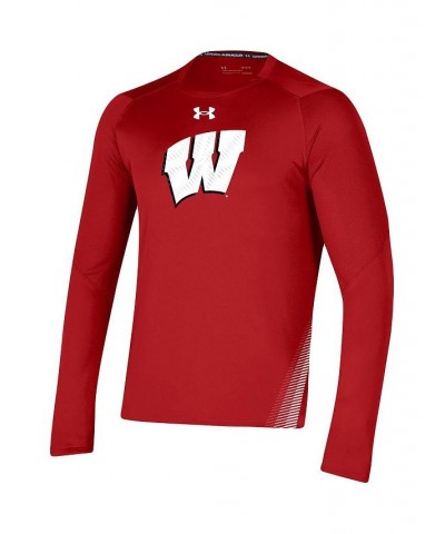 Men's Red Wisconsin Badgers 2021 Sideline Training Performance Long Sleeve T-shirt $27.25 T-Shirts