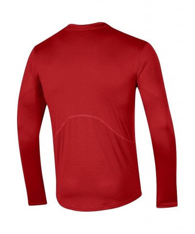 Men's Red Wisconsin Badgers 2021 Sideline Training Performance Long Sleeve T-shirt $27.25 T-Shirts