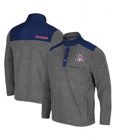 Men's Heathered Charcoal, Navy Arizona Wildcats Huff Snap Pullover $30.00 Sweatshirt