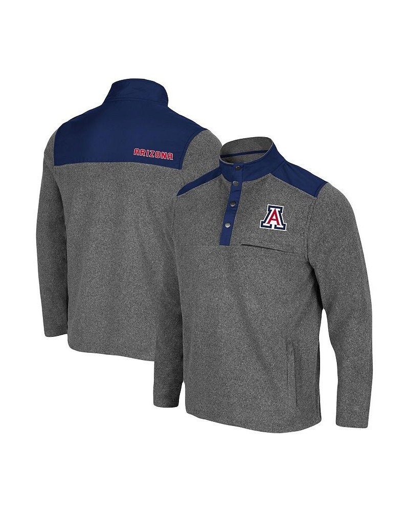 Men's Heathered Charcoal, Navy Arizona Wildcats Huff Snap Pullover $30.00 Sweatshirt