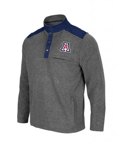 Men's Heathered Charcoal, Navy Arizona Wildcats Huff Snap Pullover $30.00 Sweatshirt