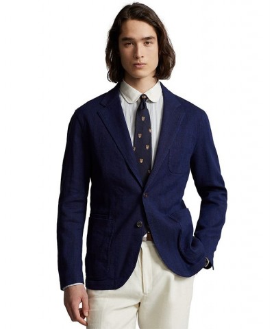 Men's Linen-Blend Herringbone Twill Sport Coat Blue $171.36 Blazers