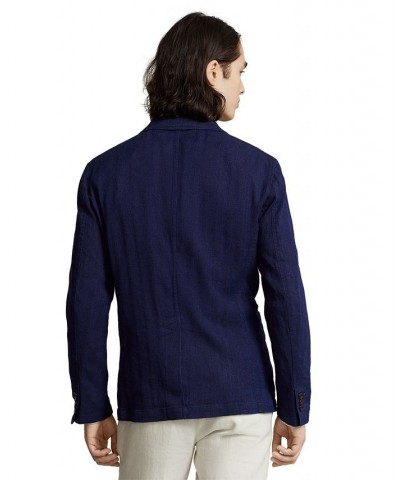 Men's Linen-Blend Herringbone Twill Sport Coat Blue $171.36 Blazers