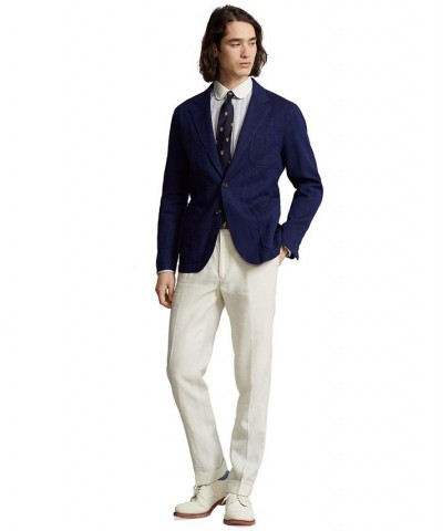 Men's Linen-Blend Herringbone Twill Sport Coat Blue $171.36 Blazers