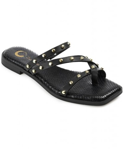 Women's Fanny Studded Sandals Black $43.00 Shoes