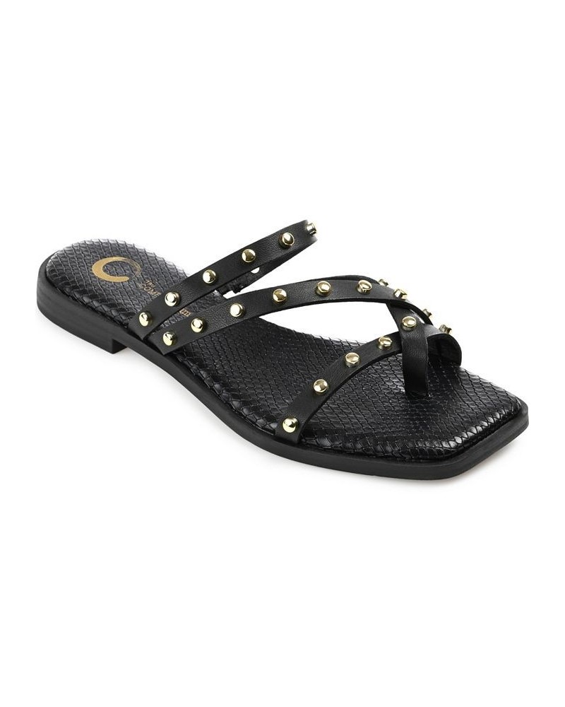 Women's Fanny Studded Sandals Black $43.00 Shoes