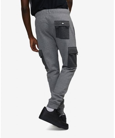 Men's Classic Cargo Pop Fleece Joggers Gray $27.88 Pants