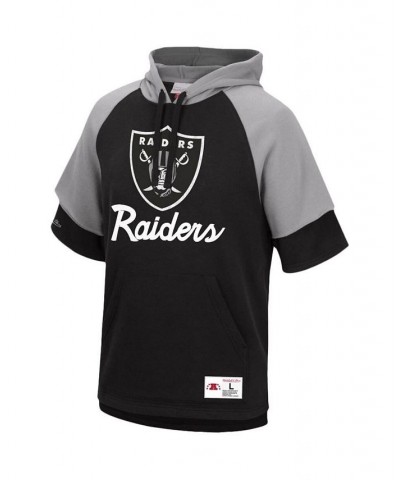 Men's Black Las Vegas Raiders Home Advantage Raglan Short Sleeve Pullover Hoodie $31.39 Sweatshirt