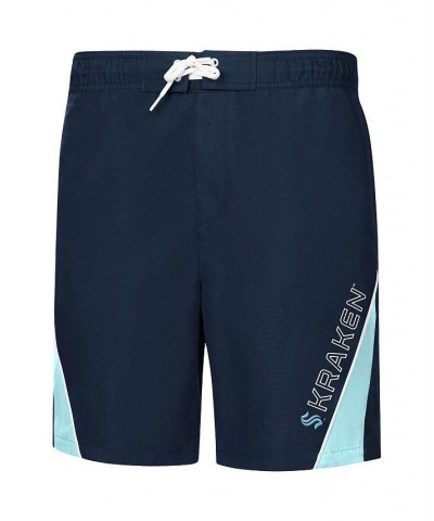 Men's Deep Sea Blue Seattle Kraken Sunrise Volley Swim Shorts $21.59 Swimsuits