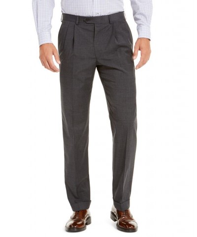 Men's Wool Blend Classic-Fit UltraFlex Stretch Double-Reverse Pleated Dress Pants PD02 $60.00 Pants