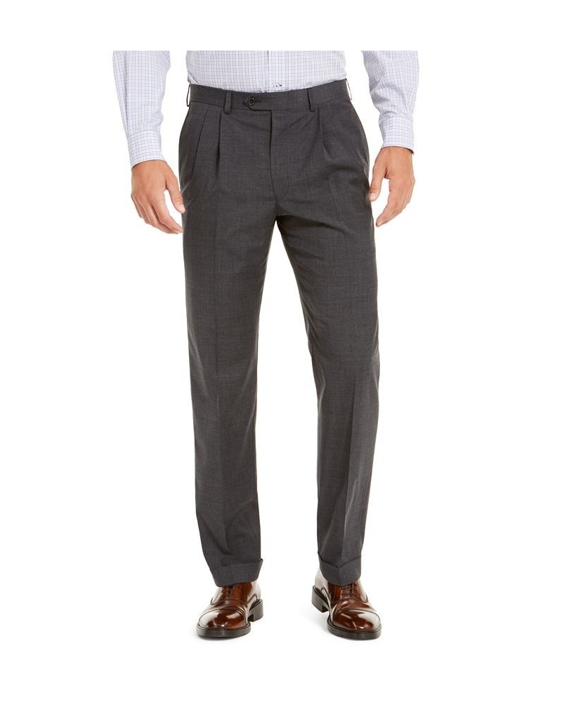 Men's Wool Blend Classic-Fit UltraFlex Stretch Double-Reverse Pleated Dress Pants PD02 $60.00 Pants