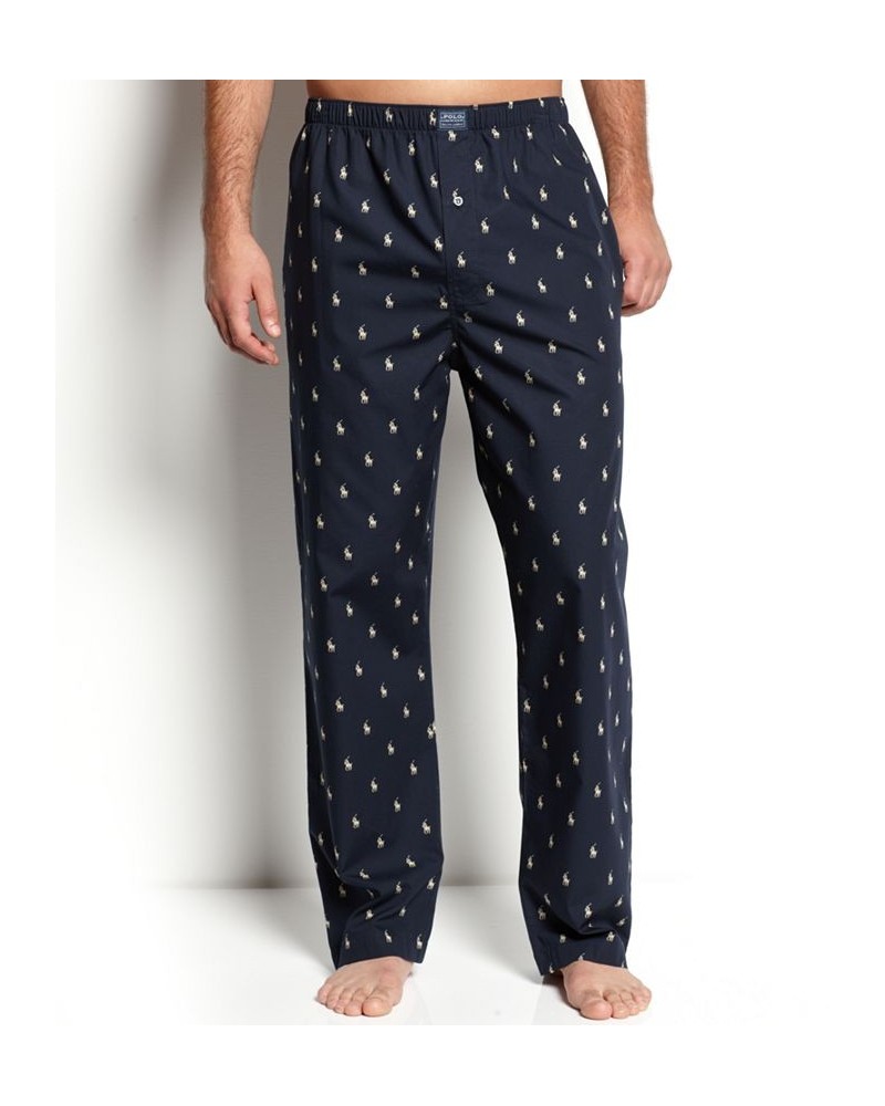 Men's Polo Player Pajama Pants Navy $27.95 Pajama