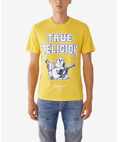 Men's Buddha 2002 Short Sleeve Crewneck T-shirt Yellow $22.70 T-Shirts