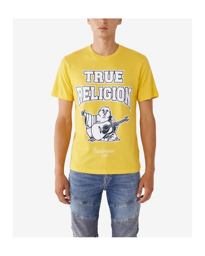 Men's Buddha 2002 Short Sleeve Crewneck T-shirt Yellow $22.70 T-Shirts