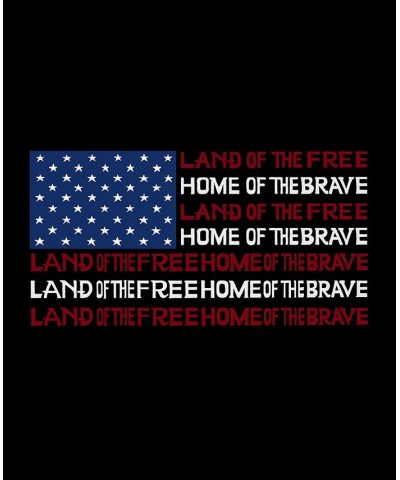 Men's Land of the Free American Flag Word Art Long Sleeves T-shirt Black $16.00 T-Shirts