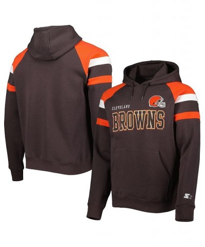 Men's Brown Cleveland Browns Draft Fleece Raglan Pullover Hoodie $47.70 Sweatshirt