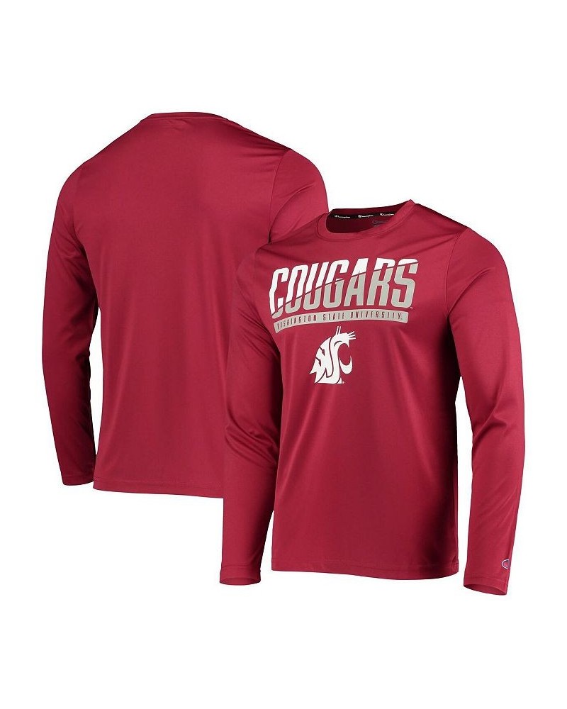 Men's Crimson Washington State Cougars Wordmark Slash Long Sleeve T-shirt $18.90 T-Shirts