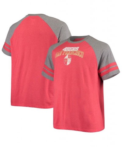 Men's Big and Tall Scarlet, Heathered Gray San Francisco 49Ers Throwback 2-Stripe Raglan T-shirt $16.40 T-Shirts