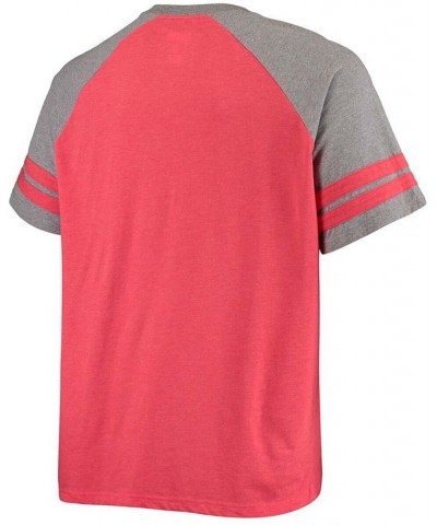 Men's Big and Tall Scarlet, Heathered Gray San Francisco 49Ers Throwback 2-Stripe Raglan T-shirt $16.40 T-Shirts