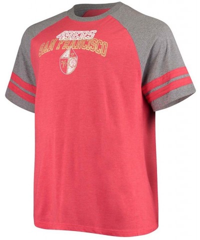 Men's Big and Tall Scarlet, Heathered Gray San Francisco 49Ers Throwback 2-Stripe Raglan T-shirt $16.40 T-Shirts