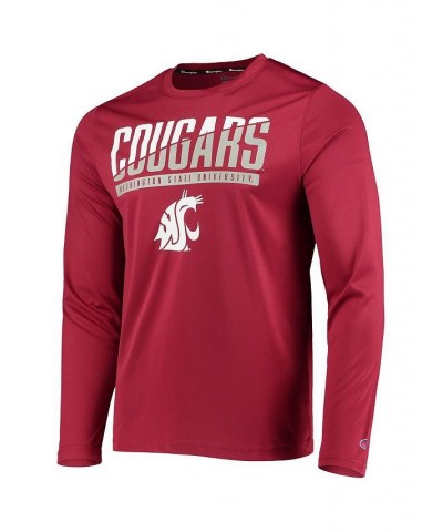 Men's Crimson Washington State Cougars Wordmark Slash Long Sleeve T-shirt $18.90 T-Shirts