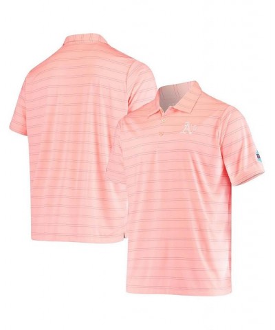 Men's Pink Oakland Athletics Montego Spring Training Polo Shirt $42.39 Polo Shirts