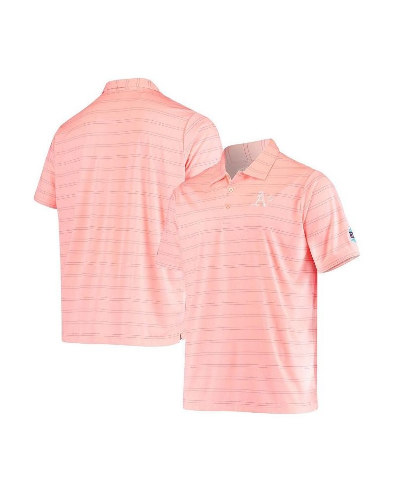 Men's Pink Oakland Athletics Montego Spring Training Polo Shirt $42.39 Polo Shirts