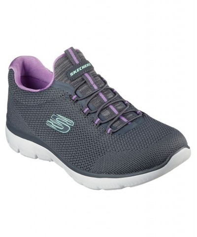 Women's Summits - Cool Classic Wide Width Athletic Walking Sneakers Gray $22.55 Shoes