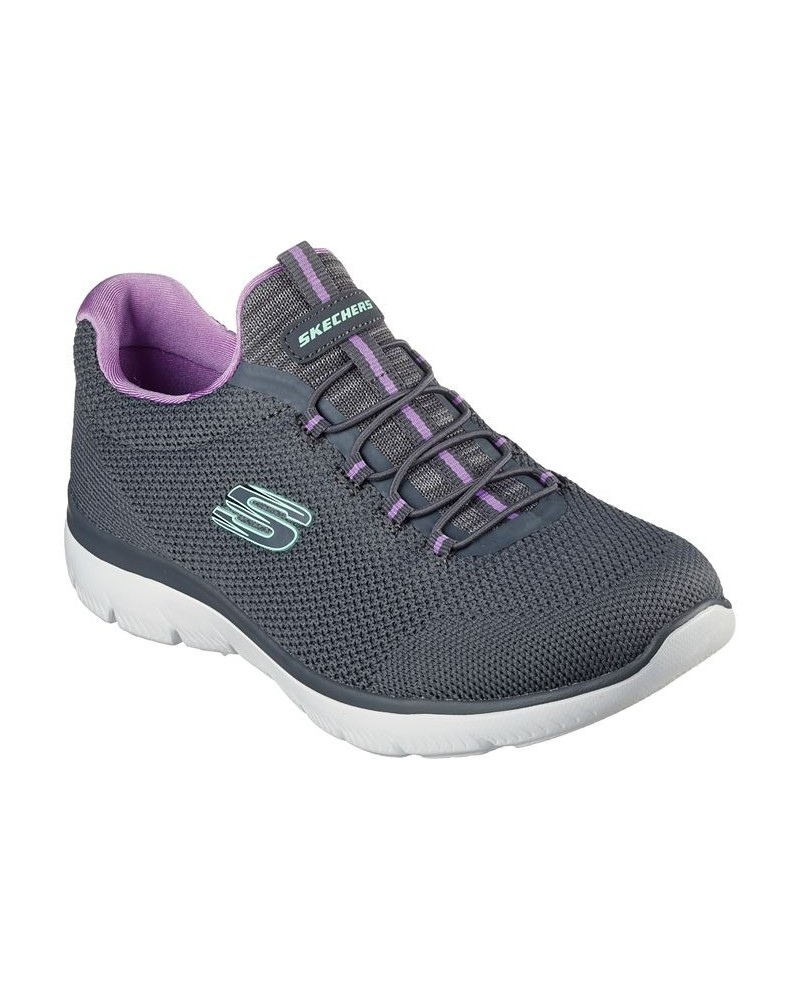 Women's Summits - Cool Classic Wide Width Athletic Walking Sneakers Gray $22.55 Shoes